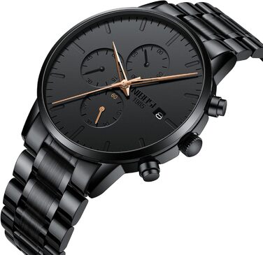 Годинник чоловічий NIBOSI - аналоговий хронограф, бізнес-стиль, водостійкий, з нержавіючої сталі, для молоді (Рожеве золото)