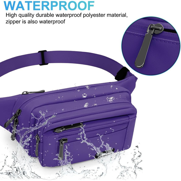 Гірчатка на пояс для жінок та чоловіків, водонепроникна, з тримачем для пляшки, універсальна, для піших прогулянок, вигулу собак, активного відпочинку (A-лілова)