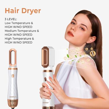 Набір для укладки волосся 7 в 1 OKWRAP Airstyler: фен, плойка, щітка, випрямляч. 110000 об/хв, іонізація, тиха робота. Колір: сірий