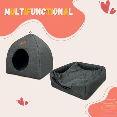 Будиночок для котів Katzenhöhle з подушкою, 40x40x35 см, сірий (M)