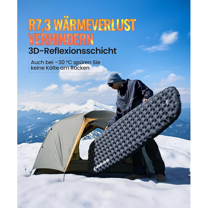 Каремат надувний OneTigris NOBLEJADE 10 см для кемпінгу, туризму, автомобіля (R-7.3) з помпою