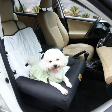 BingoPaw Dog Car Seat for Medium Dogs - Secure & Waterproof Dog Seat Cover for Back or Front Seat - Reinforced with Harness Straps - 66x55x49 cm