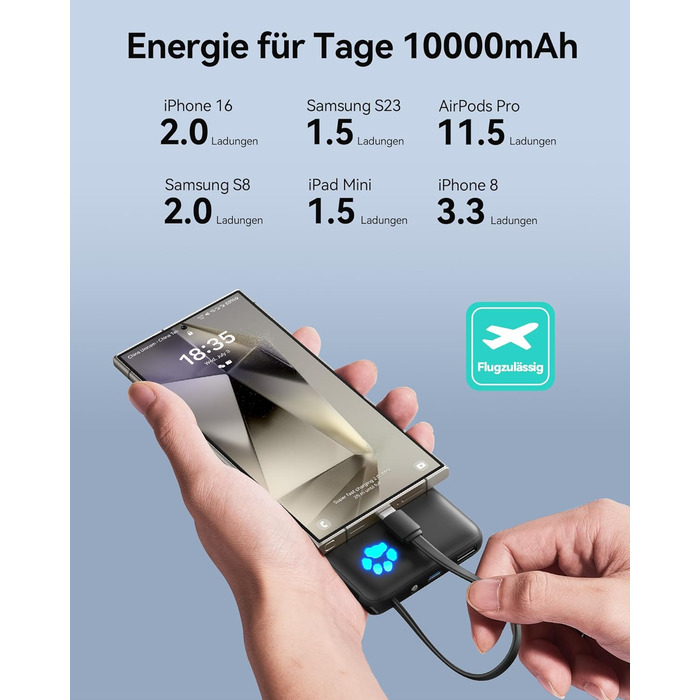 Power Bank INIU 10000mAh 20W з USB-C, PD3.0 QC4.0 для iPhone, Samsung, iPad (Orange)