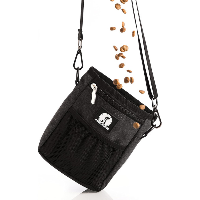 Мішок для ласощів для собак - міцний та водовідштовхувальний аксесуар для прогулянок та тренувань (Чорний) Black Edition