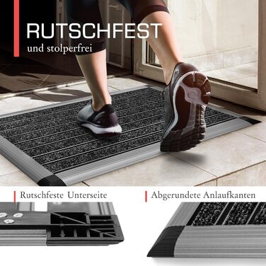 Aluminum Outdoor Doormat - 50x80cm Non-Slip Shoe Mat - Blue-Gray Metallic - Rust-Proof