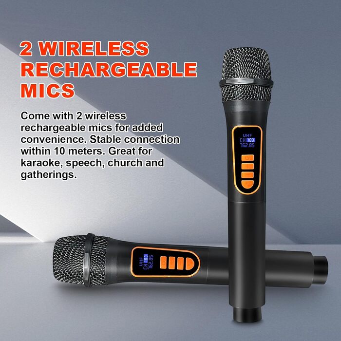 Портативна караоке-машина з Bluetooth, мікрофоном та підключенням TF/USB/FM/AUX для дому та вечірок (2 мікрофони)