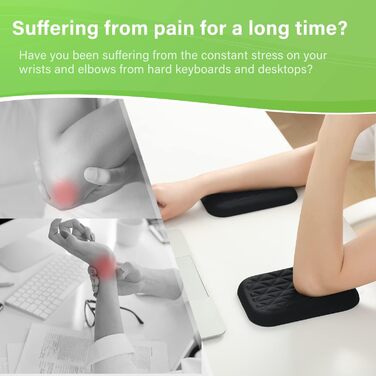 Підставка для зап'ястя та ліктя Ergonomische LargeLeaf для столу з Memory Foam, чорна (20*4 см, 16*11 см)