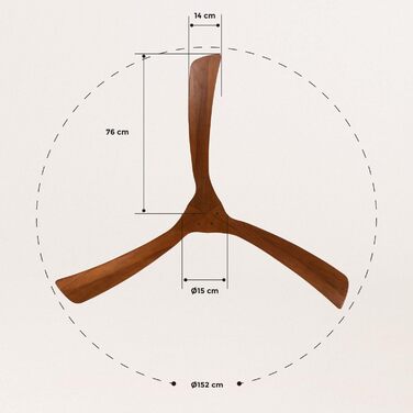 Вентилятор стельовий CREATE WINDLARGE чорний з лопатями з темного дерева, Wi-Fi, пульт, Ø152 см, 40W, DC-мотор, 6 швидкостей, літній/зимовий режим