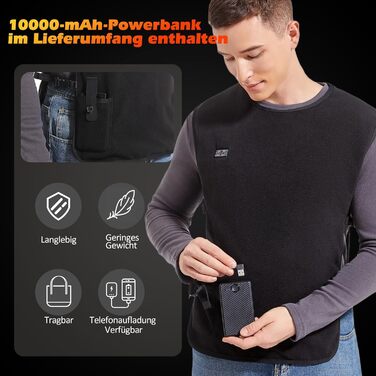 Обогревна жилетка для чоловіків та жінок з Powerbank, USB-живлення, 3 температурні режими, 5 зон обігріву, для активного відпочинку та зими
