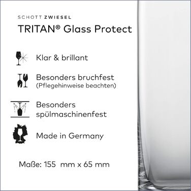 SCHOTT ZWIESEL Longdrink Glasses Convention (Set of 6), straight-lined glasses for long drinks, dishwasher-safe Tritan crystal glasses, Made in Germany (Article No. 175495)