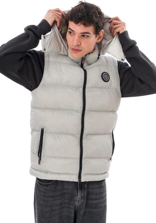 Чоловіча жилетка з пуховиком Premium – м'який матеріал, знімна капюшон (S, Сірий)