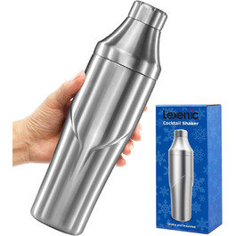 Lexenic Premium Cocktail Shaker 24oz - Vacuum-Insulated Martini Shaker, Spoon & Jigger Kit - 18/8 Stainless Steel - Drink Shaker - Built-in Strainer Margarita Shaker for Home Bar, Picnic, Gift
