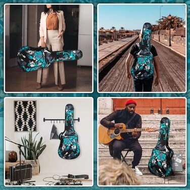 Чохол для гітари повного розміру 99 см (40 дюймів) - для акустичної та концертної гітари, Gigbag, 15 мм, водонепроникний, з двома кишенями, регульований плечовий ремінь, захист грифа