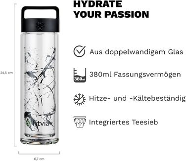 Термопляшка Fitvia 380 мл, чорна з малюнком 