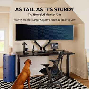 Кріплення для монітора HUANUO Gaming, 2 монітори, до 40 дюймів, регулювання висоти, USB, VESA, чорний