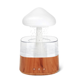 Увлажнитель воздуха 'Rain Cloud', 450 мл, с 3 режимами, 7 цветами, LED-подсветкой, аромадиффузор, нано-туман, лампа 'Гриб-дощ' для дитячої кімнати, спальні, дому, офісу (білий) (дерев'яний масив)