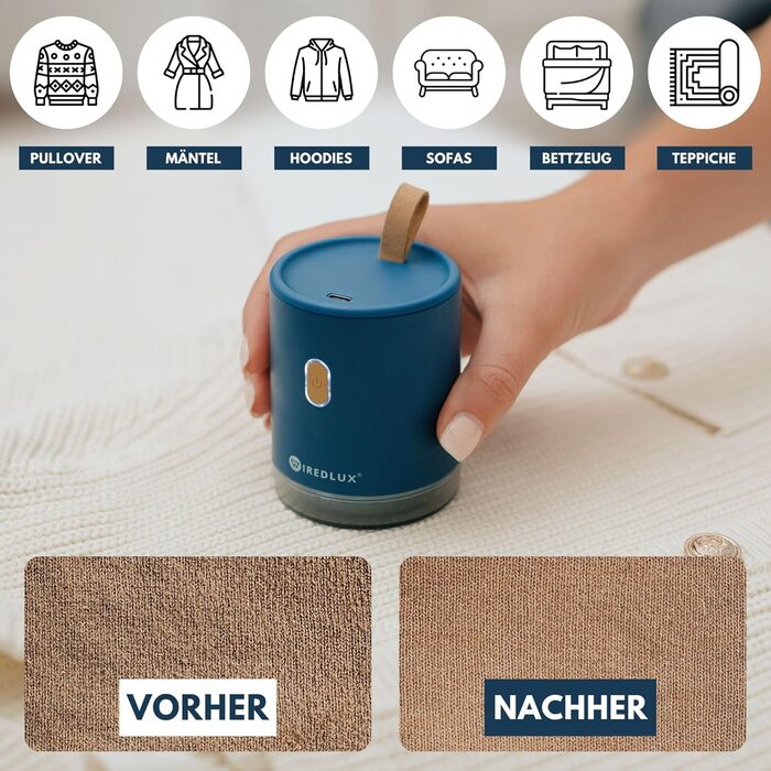 Електричний видалення ворсу з одягу - Fusselrasierer, компактний та портативний, USB, Dual Protection (Oslo-blue)