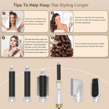 Фен-щітка 5 в 1 для волосся: стайлер, плойка, об'єм, локони