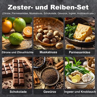 Терка кухонна Zester Reibe 2 шт. (сир, пармезан, лимон, мускат) - нержавіюча сталь, з силіконовою ручкою, захисний чохол, можна мити в посудомийній машині, чорний колір