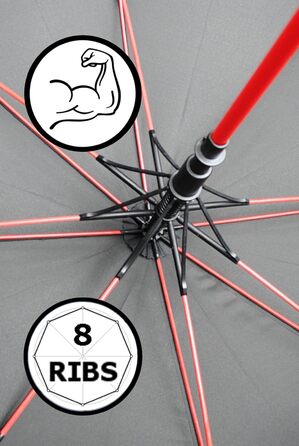 COLLAR AND CUFFS London XL Windproof Golf Umbrella - 154cm Fiberglass Frame - Automatic Open/Close - Red & Black