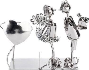 BRUBAKER Wine Bottle Holder - Loving Couple - Metal Bottle Stand with Greeting Card for Wine Gift