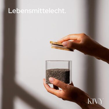 Скляні банки для зберігання KIVY, набір 4 шт (400 мл) з бамбуковими кришками та етикетками