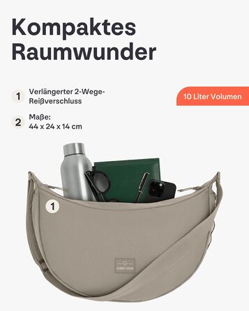 Сумка через плече Johnny Urban Ally Medium Desert Grey 10л - Унісекс, Місячна форма, Водовідштовхувальна