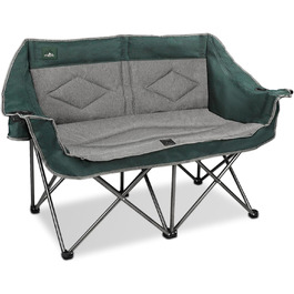 Розкладний крісло-диван Northroad для кемпінгу на 2 особи, портативне, м'яке, для саду, пікніків, пляжу, подорожей (темно-зелене)
