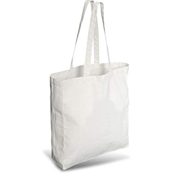 Cottonbagjoe Shopping Bags | 38x42x10 cm | Side and bottom pleats | with long handles | Jute bags | Cotton bags for painting, printing | DIY (150 pcs, White)