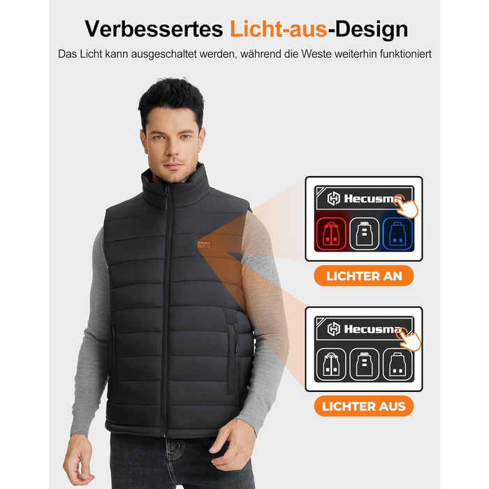 Електрична грійна жилетка для чоловіків з Powerbank 16000mAh 7.4V, 9 зон нагріву, для катання на лижах, активного відпочинку, велосипедної їзди, XXL, чорний