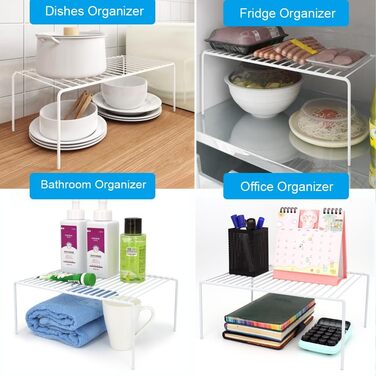 iPEGTOP 6-Piece Large Freezer Shelf, Stainless Steel, Kitchen Organizer, Space-Saving, for Refrigerator, Pantry, Countertops – White