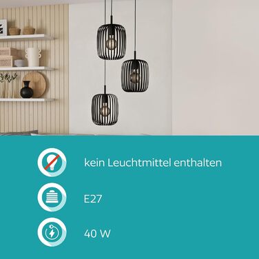 Торшер EGLO Romazzina: металева настільна лампа на тринозі, чорний колір, E27, для спальні та вітальні