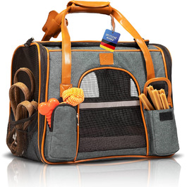 Транспортна переноска для кота Transportbox Katze - Складана та миюча переноска для котів - Сумка для подорожей та транспортування котів - З надійною фіксацією та комфортом - Сіра, розмір M (44x43x32 см)