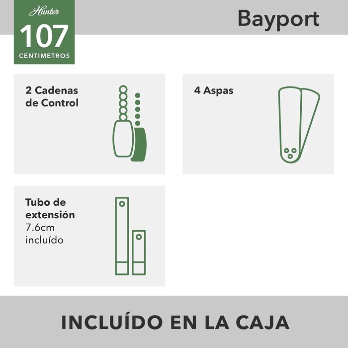 Вентилятор стельовий Hunter Bayport 107 см антична латунь з лопатями з палісандру та дуба, з ланцюжком, для внутрішнього використання, літо/зима, модель 24174