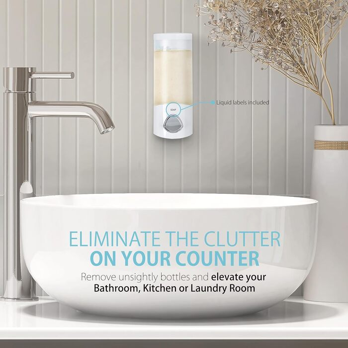 Дозатор для мила, гелю для душу та шампуню Better Living, хром, ABS-пластик, білий, однокамерний