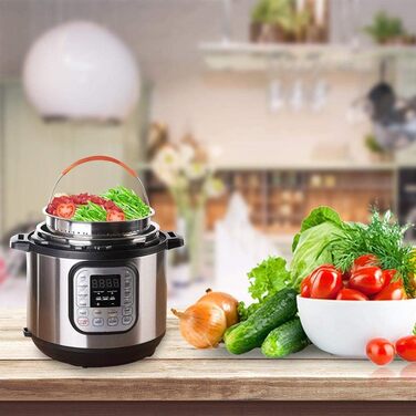 Корзина для приготування на пару з нержавіючої сталі, аксесуар для Instant Pot, з силіконовою ручкою. Підходить для приготування овочів, фруктів та яєць.