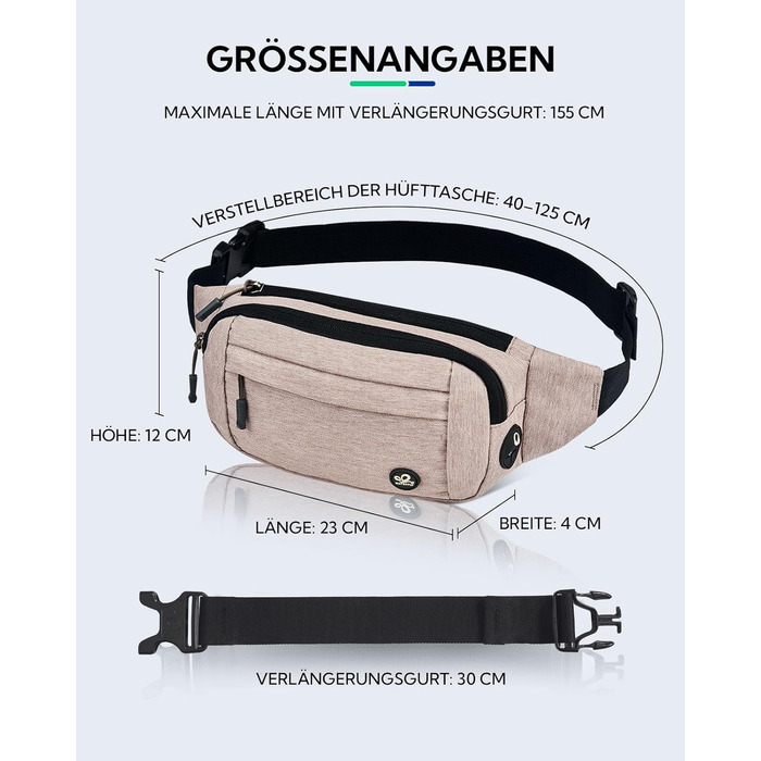 Водонепроникна поясна сумка Waterfly: чоловіча/жіноча, для спорту, подорожей, прогулянок з собакою. Beige