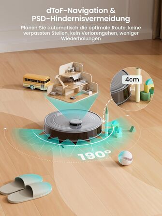 Робот-пилосос LEFANT M2 з функцією миття підлоги, 6000Pa, LiDAR-навігація, зони заборони, керування через додаток/Alexa, ідеальний для шерсті тварин, килимів та твердих підлог M2G