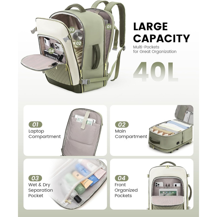 LOVEVOOK Рюкзак для жінок, великий, ручна поклажа, 17.3