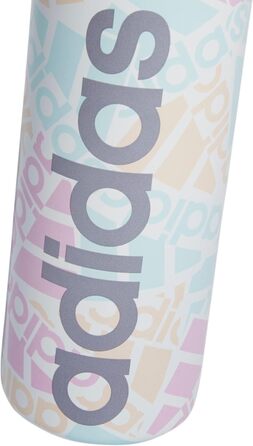 adidas 18/8 Stainless Steel Straw Top Metal Water Bottle, Black/Onix, 600 ml (20 oz) (Adi Multi Collage/Almost Blue/Grey)