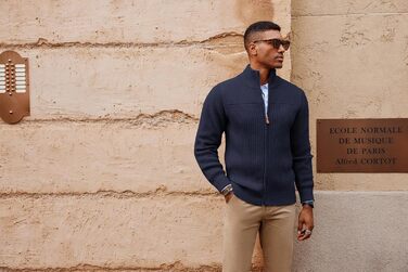 Кардиган чоловічий PJ PAUL JONES з блискавкою та стійким коміром, колір: темно-синій, розмір M