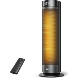 Електричний обігрівач Dreo 23 дюйми (58 см) – 2000W, тихий, з пультом, таймером, осциляцією, 5 режимів, PTC кераміка, термостат, для великих приміщень, офісу (чорний)