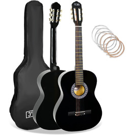 Класична гітара 3rd Avenue 4/4 з нейлоновими струнами, повний розмір, стартовий набір – синій (чорний)