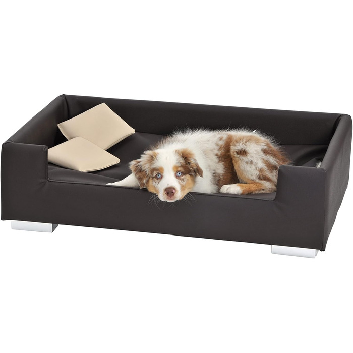 Софа для собак Candy | Лягу для собак, диван для максимального комфорту | М'яка подушка для собак з бортиком, ідеальна як переноска для собак | Корзина та ліжко для собак маленьких порід (Коричневий)