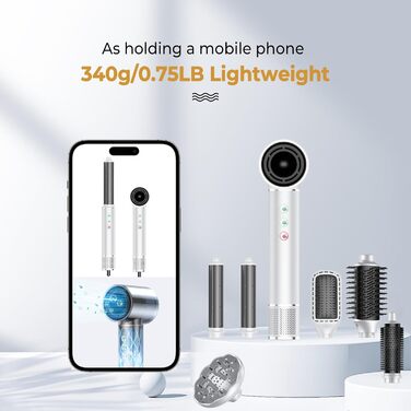 OKWRAP Airstyler Hair Styler Set 7 в 1: Фен, плойка, щітка для волосся, іонізація, 110000 об/хв, тиха робота