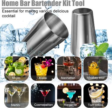 Набір для коктейлів Esmula 550/750 мл, 12 предметів, нержавіюча сталь, професійний набір бармена, подарунок для чоловіків та жінок, стильний набір для домашнього бару + буклет з рецептами