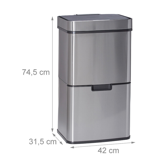 Relaxdays 3-Compartment Waste Sorting System with Sensor