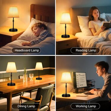 Настільна лампа на акумуляторі, бездротова LED лампа з USB-C 6000 mAh, 3 режими димування, для спальні, ліжка, їдальні, бару, чорного кольору