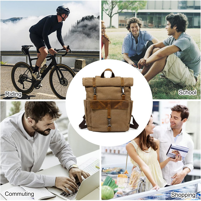 Фандаре Рюкзак Rolltop, шкіряний, для ноутбука 15.6