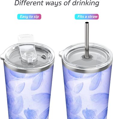 Термос-чашка THILY 780 мл з подвійними стінками, 2 шт. (Золотий мармур + Синій мармур)